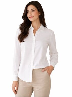 NWT, Jones New York Signature Non Iron Button Down Shirt Womens Small White